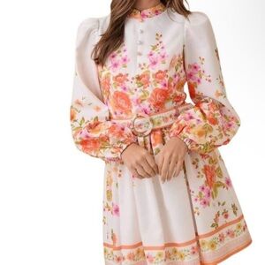 Floral Button-Up Dress with Belt